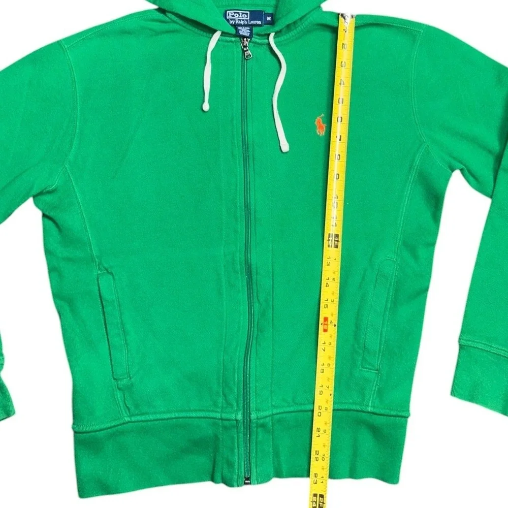 Polo Ralph Lauren Mens Green Full Zip Hoodie Orange Pony Logo Size S